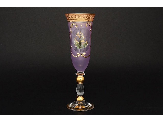 Набор фужеров для шампанского Грация Охота розовая U-R Bohemia Crystal 160 мл