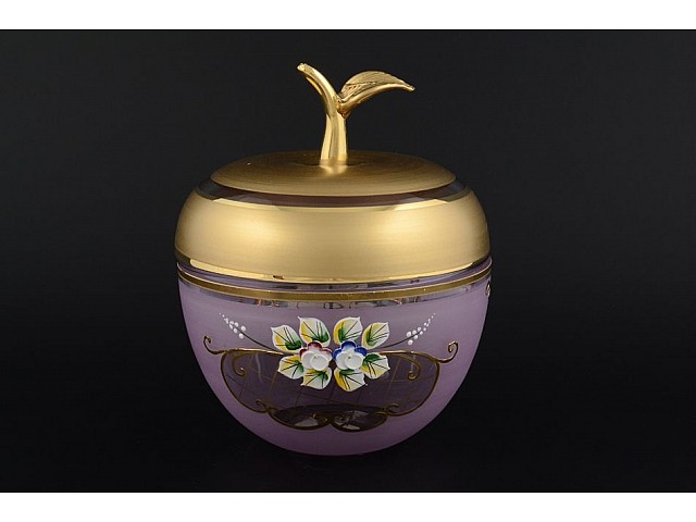 Конфетница с крышкой 18,5 см Яблоко розовое NB-Arte Bohemia Crystal