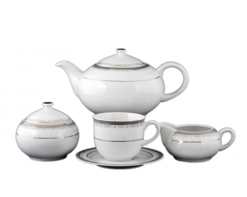 Чайный сервиз Thun Опал Платиновая лента на 6 персон