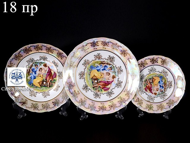 Набор тарелок Магнолия Мадонна перламутр MZ на 6 персон 18 шт