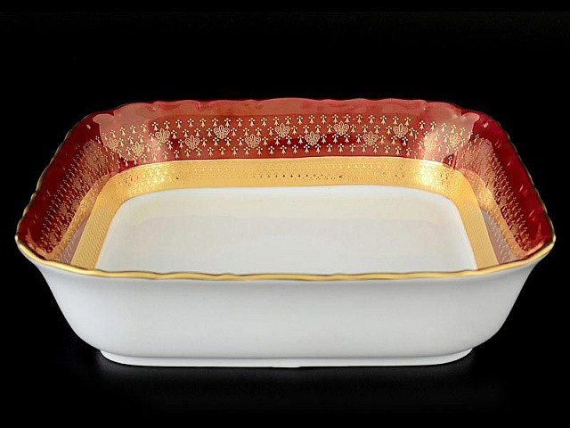 Салатник квадратный 23 см Мария Луиза Лилия Красная Carlsbad