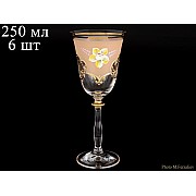 Набор бокалов для вина 250 мл Анжела U-R фон золотой Bohemia Crystal