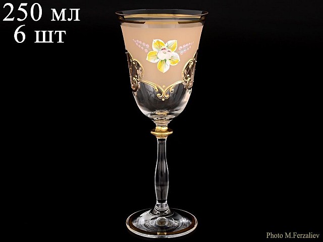 Набор бокалов для вина 250 мл Анжела U-R фон золотой Bohemia Crystal Набор бокалов для вина 250 мл Анжела U-R фон золотой Bohemia Crystal