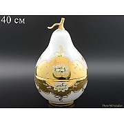 Конфетница с крышкой (Груша) 40 см Лепка Белая М+М Bohemia Crystal