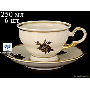 Набор чайных пар 250 мл Анжелика Слоновая кость Роза MZ (6 пар)