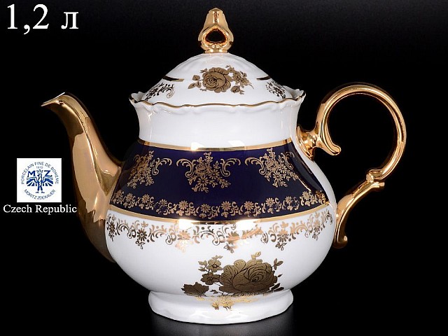 Чайник 1,2 л Офелия Золотая роза Кобальт Мелкий узор MZ