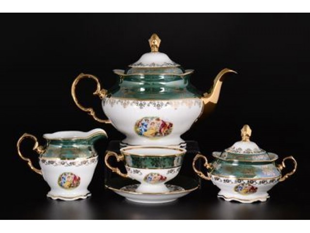 Чайный сервиз Зеленая Мадонна Royal Czech Porcelain на 6 персон Чайный сервиз Зеленая Мадонна Royal Czech Porcelain на 6 персон