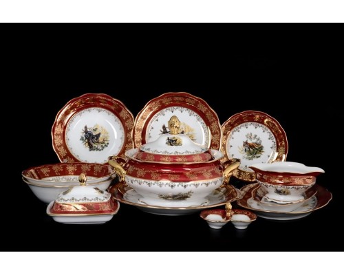 Столовый сервиз Царская Красная Охота Royal Czech Porcelain на 6 персон