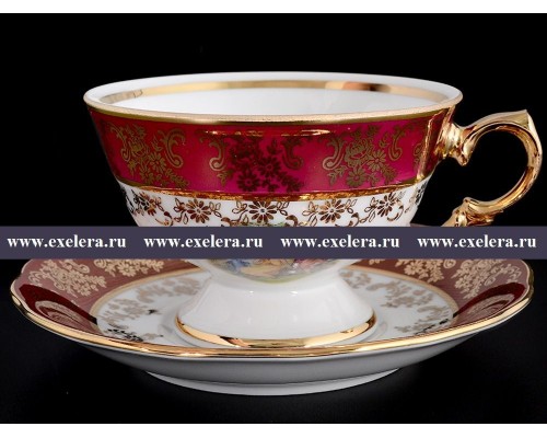 Набор чайных пар Красная Мадонна Royal Czech Porcelain (6 пар)