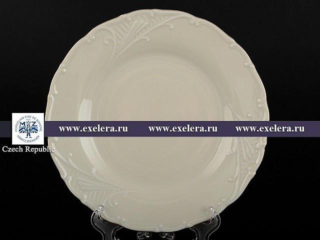 Набор тарелок 19 см Лиана Белый узор слоновая кость MZ 6 шт