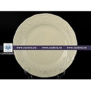 Набор тарелок 25 см Лиана Платиновый узор слоновая кость MZ 6 шт