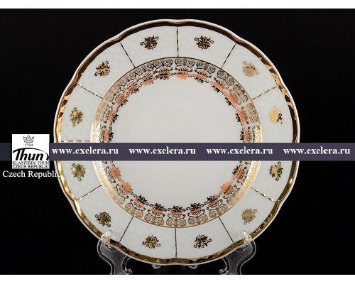 Набор тарелок Менуэт Золотой орнамент Thun 17 см 6 шт