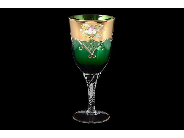 Набор бокалов для вина 250 мл Bohemia Crystal Лепка Зеленая U-R 6 шт