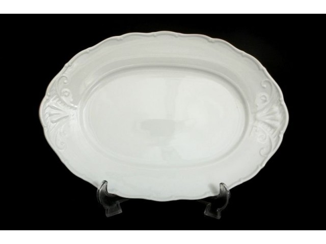 Блюдо овальное 32 см Лиана Белый узор MZ