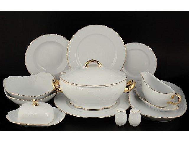 Столовый сервиз Рококо Отводка золото Royal Czech Porcelain на 6 персон