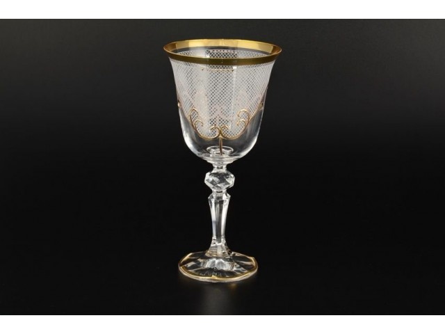 Набор бокалов для вина 220 мл 6 шт Karo золото Bohemia Crystal