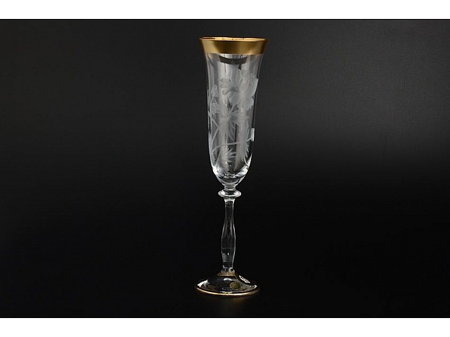 Набор фужеров для шампанского Bohemia Crystal Матовые цветы золото E-V 190 мл