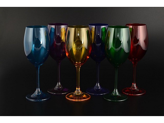 Набор бокалов для вина 250 Klara Crystalite Bohemia цветные 6 шт