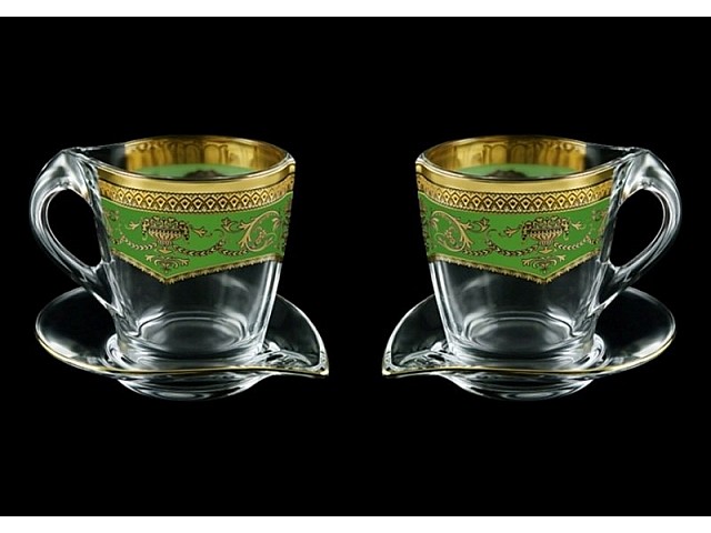 Набор чайных пар Astra Gold зеленый на 2 персоны