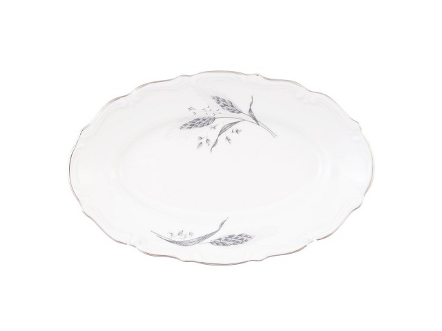 Блюдо овальное плоское 22 см Серебряные колосья Repast