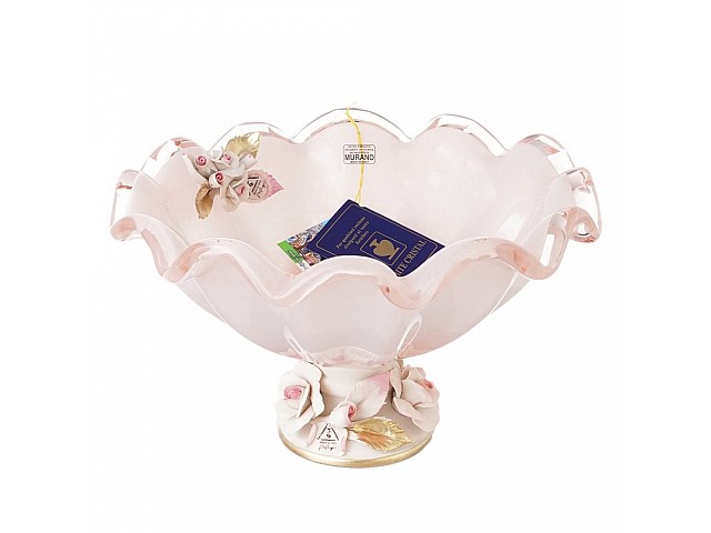 Фруктовница на ножке розовая White Cristal 27 см Фруктовница на ножке розовая White Cristal 27 см
