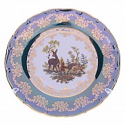 Набор тарелок Queen's Crown Aristokrat Охота зеленая 19 см