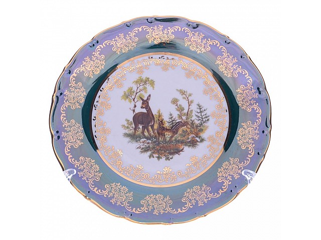 Набор тарелок Queen's Crown Aristokrat Охота зеленая 19 см