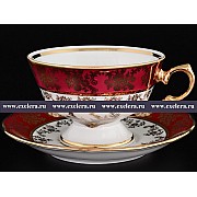 Набор чайных пар Царская Красная Охота Royal Czech Porcelain (6 пар)