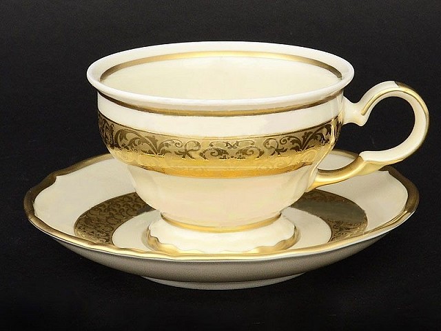 Набор чайных пар 250 мл Анжелика Золотая лента MZ (6 пар)