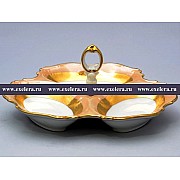 Менажница 24 см Магнолия Золотая полоса Янтарь MZ