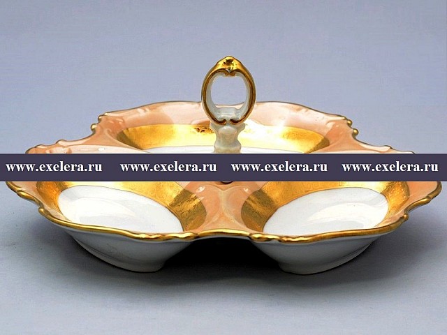 Менажница 24 см Магнолия Золотая полоса Янтарь MZ