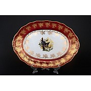Блюдо овальное 36 см Магнолия Охота Красная MZ