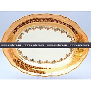 Блюдо овальное 36 см Магнолия Бежевый лист MZ