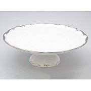Тарелка для торта на ножке 30 см Анжелика Отводка платина MZ