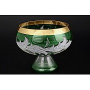 Конфетница на ножке 16 см Волна зеленая E-V Bohemia