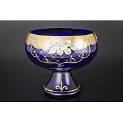 Конфетница на ножке 21 см Bohemia Crystal Лепка Синяя S-A