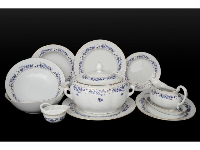 Столовый сервиз Николь Синие цветы Thun на 6 персон 27 предметов