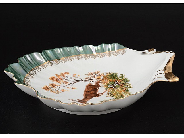 Салатник ракушка 24 см Охота зеленая Корона Queens Crown