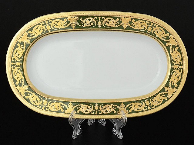 Блюдо овальное 24 см Falkenporzellan Imperial Green Gold