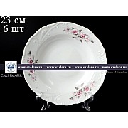 Набор тарелок глубоких 23 см Лиана Серая роза золото MZ 6 шт