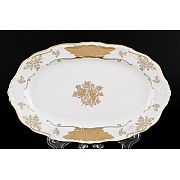 Блюдо овальное 26 см Мария Луиза Кленовый лист Белый Carlsbad