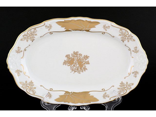 Блюдо овальное 26 см Мария Луиза Кленовый лист Белый Carlsbad