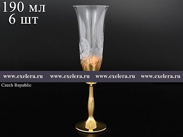 Набор фужеров для шампанского 190 мл Bohemia Crystal Золото