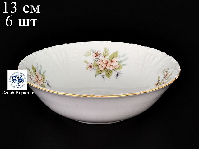 Набор салатников 13 см Лиана Зеленый цветок MZ 6 шт