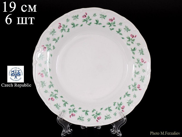 Набор тарелок 19 см Офелия Плетистая роза Отводка золото MZ 6 шт