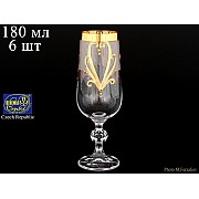 Набор фужеров для шампанского Золотой узор Bohemia Crystal 180 мл