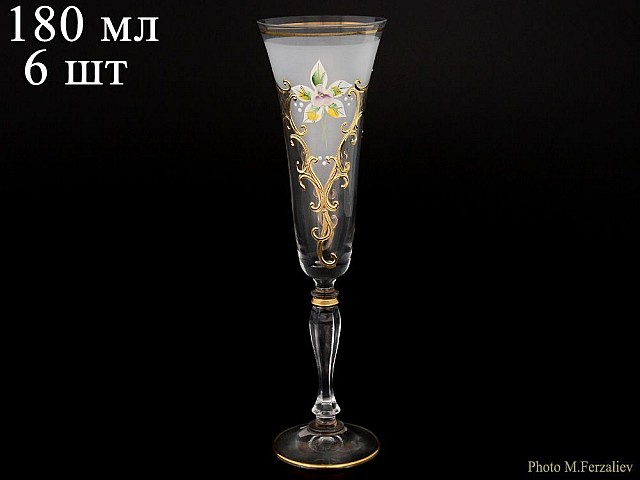 Набор фужеров для шампанского 180 мл Виктория белый фон K-A Bohemia 6 шт