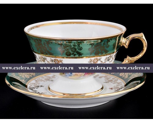 Набор чайных пар Зеленая Мадонна Royal Czech Porcelain на 6 персон