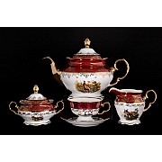 Чайный сервиз Царская Красная Охота Royal Czech Porcelain на 6 персон