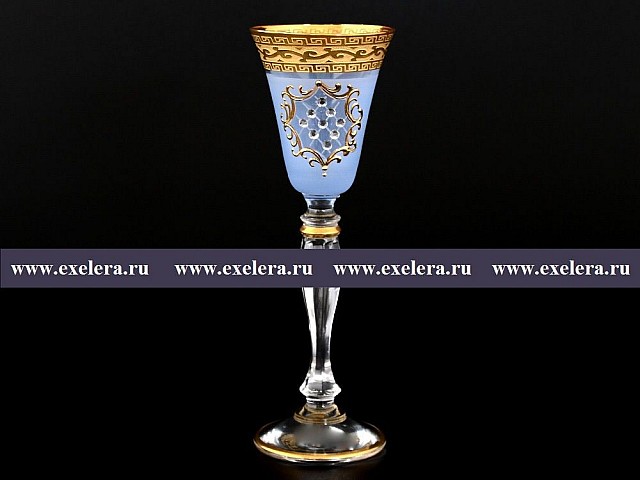 Набор рюмок для водки 50 мл Виктория Версаче Стразы R-G синий фон Bohemia 6 шт